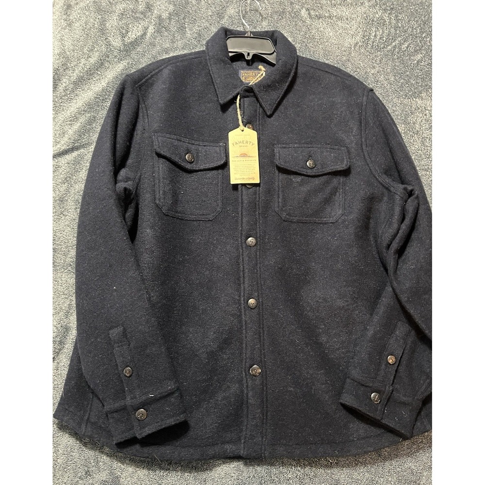 Faherty Range Fleece Lined CPO Men's Navy Shadow Twill 2XL Jacket Coat (R2)